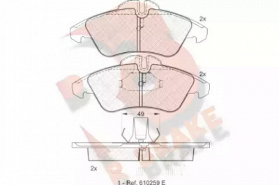 R BRAKE rb1104 -  Комплект тормозных колодок, дисковый тормоз